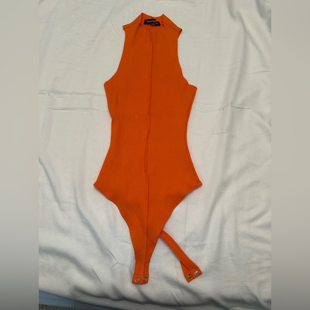 Naked Wardrobe Bold Orange Bodysuit